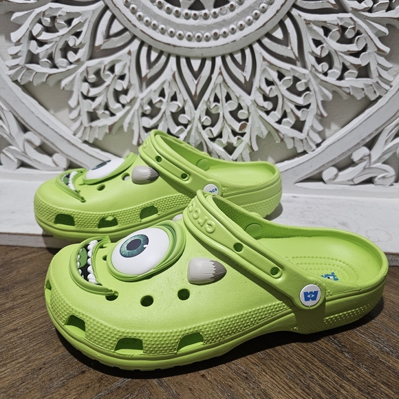 CROCS Monsters Inc Mike Wazowski Lime Green Slip On Womens 9. Mens 7 - Picture 2 of 5
